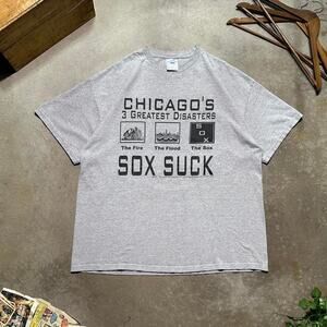 Vintage Y2K Chicago White Sox Greatest Disasters Joke Tee Mens 2XL Grey Shirt
